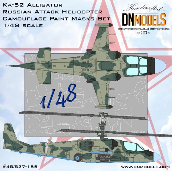 1/48 Ka-52 Alligator Attack Helicopter Camouflage Paint Masks for Zvezda #4830