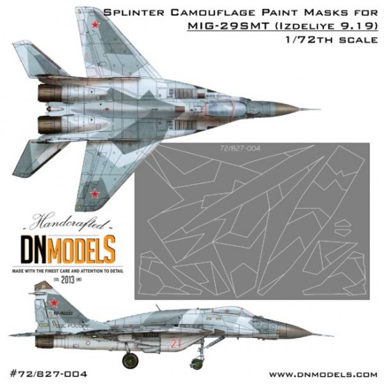 1/72 MIG-29SMT (Izdeliye 9-19) Splinter Camouflage Paint Masks for Trumpeter #01676
