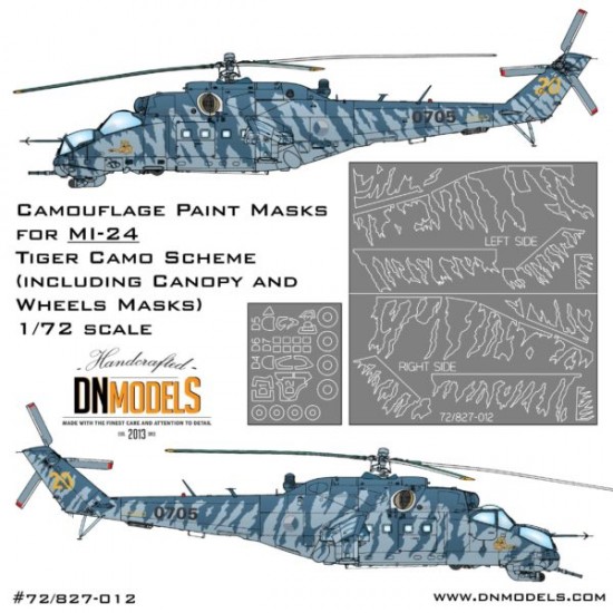 1/72 MI-24 Tiger Camo w/Canopy & Wheels Masks for Eduard 2116/Zvezda 7293/Revell 04839