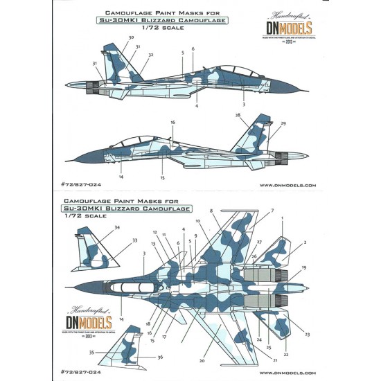 1/72 Su-30MKI (#04) Blizzard Camo Painting Masks