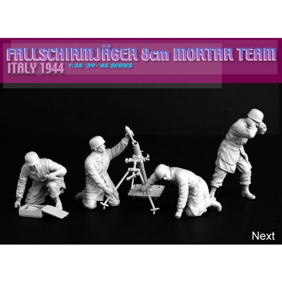 1/35 Fallschirmjager 8cm Mortar Team, Italy 1944 (4 figures w/equipment)