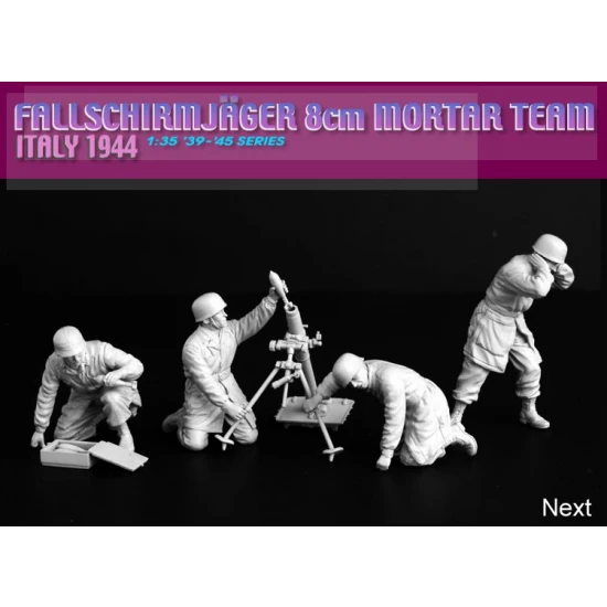 1/35 Fallschirmjager 8cm Mortar Team, Italy 1944 (4 figures w/equipment)