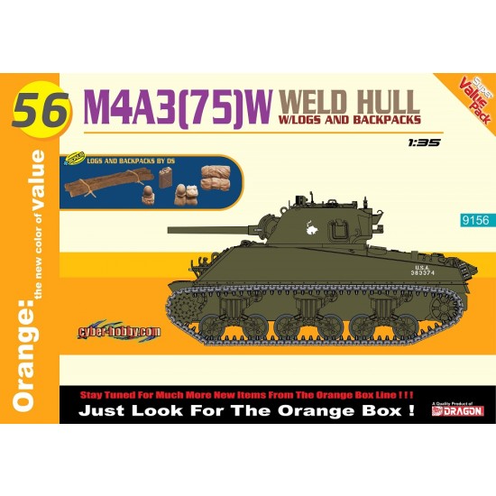 1/35 M4A3(75)W Weld Hull w/Logs & Backpacks