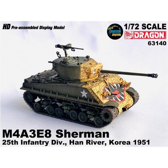 1/72 M4A3E8 Sherman 25th Infantry Div., Han River, Korea 1951 (diecast)