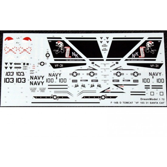 Decal for 1/72 Grumman F-14B/D Tomcat VF-103/VF31 "Christmas"