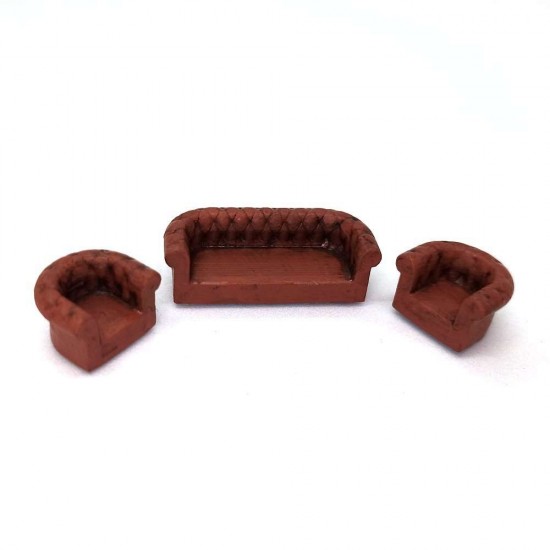 1/72 Three Piece Type 3 Chester Style 2-seater Couch & 2 Armchairs