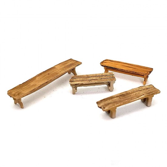 1/72 Miniature Furniture Assorted Backless Wooden Benches (4pcs)
