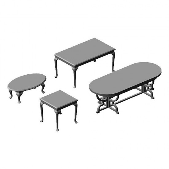 1/72 Miniature Furniture Assorted Classic Tables (4pcs)