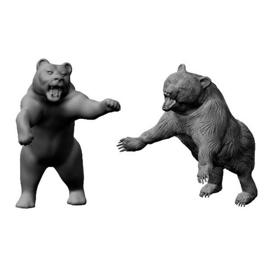 1/72 Miniature Animals - Attacking Bears (2pcs)