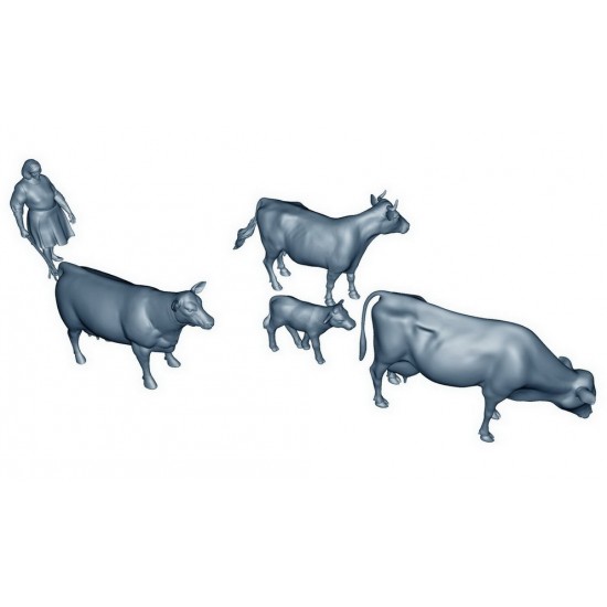 1/35 Shepherdess Herding Cows & Calf