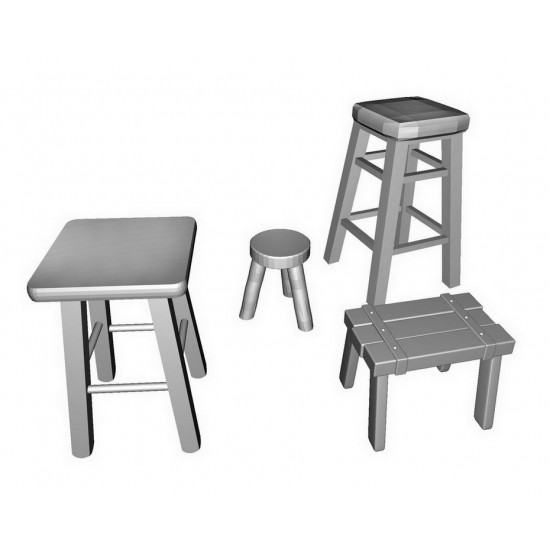 1/35 Miniature Furniture - Assorted Stools (4pcs)