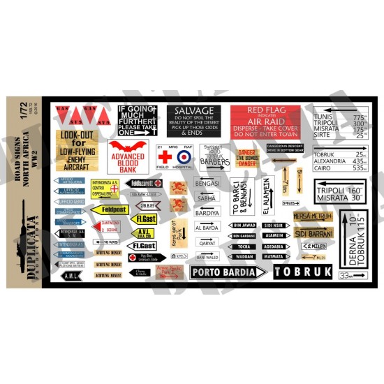 1/72 WWII Allied North African Road Signs