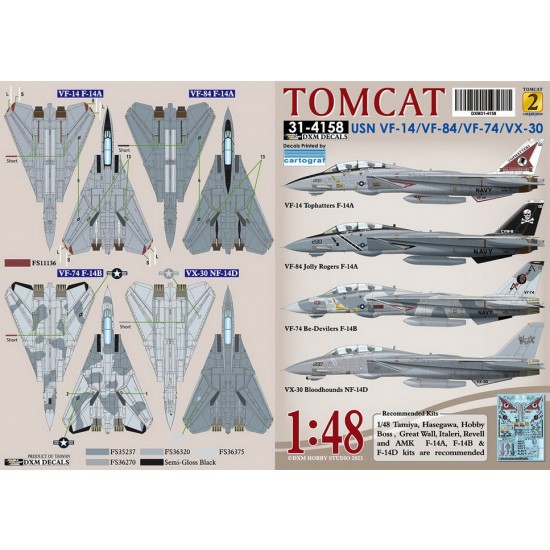 Decals for 1/48 USN F-14A/B/D VF-14/74/84/ & VX-30 Collection #2