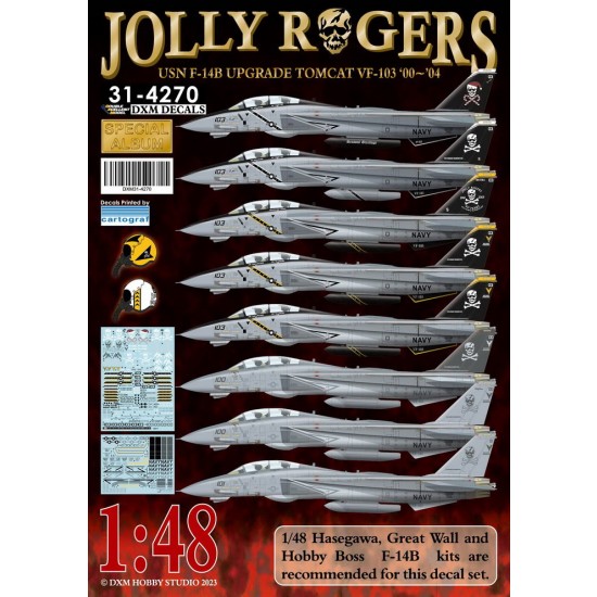 1/48 USN F-14B Tomcat VF-103 Jolly Rogers '00-'04 Decals for Hasegawa/GWH/HobbyBoss kits