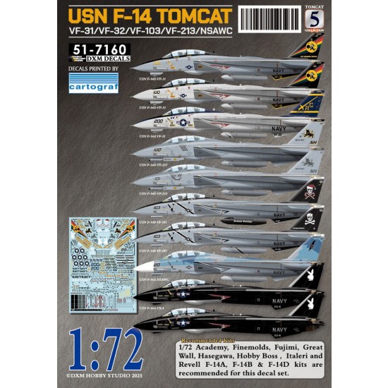 1/72 USN VF-31/VF-32/VF-103/VF-213/NSAWC  F-14 Tomcat Decals Collection #5