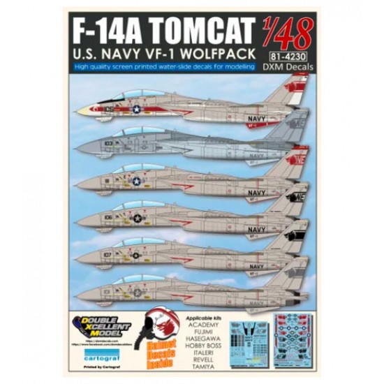 Decals for 1/48 USN F-14A Tomcat VF-1 "Wolfpack"