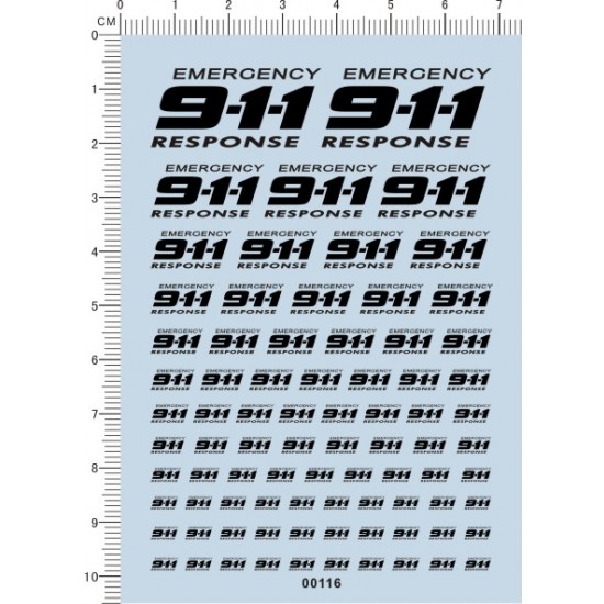 Emergency 9-1-1 Response Decals for scale model cars