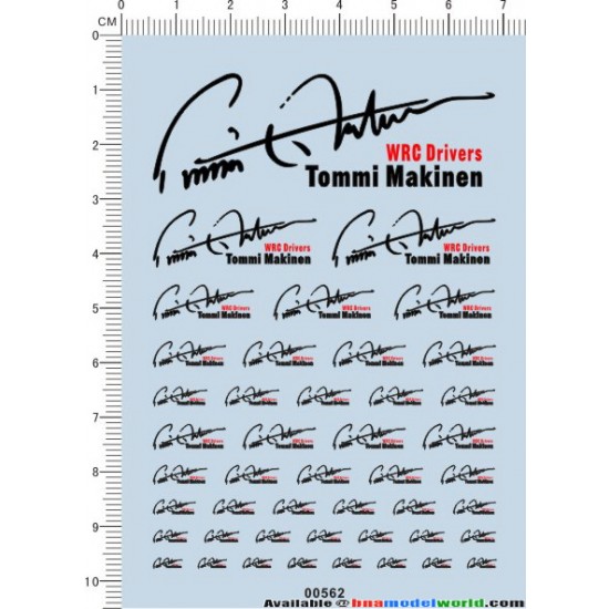 Decals - WRC Drivers Tommi Makinen Logos for 1/12, 1/18, 1/20, 1/24, 1/43 Scales