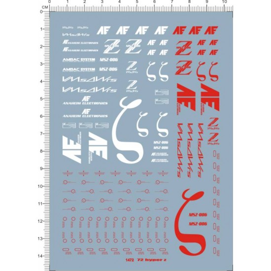 Decals for 1/72 Neograde Hyper Z Gundam