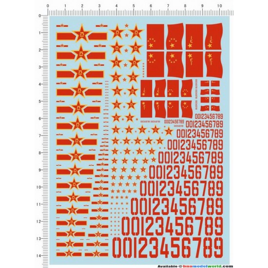 Decals - Flag and Numbers for Chinese Air Force for Various Scales