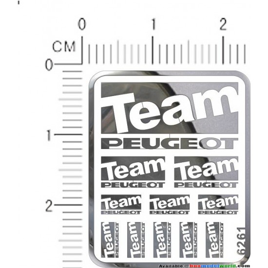 Peugeot Team Metal Logo Stickers for 1/12, 1/18, 1/20, 1/24, 1/43 Scales