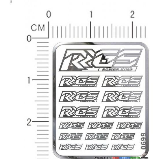 RGS Metal Logo Stickers for 1/12, 1/18, 1/20, 1/24, 1/43 Scales