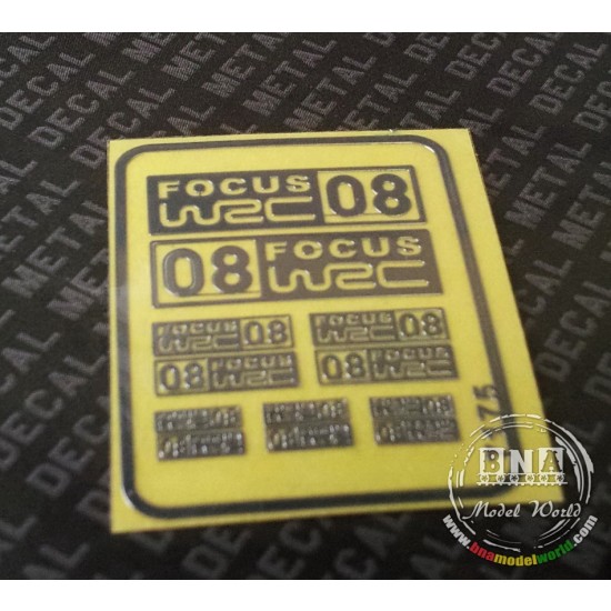 Ford Focus WRC 08 Metal Logo Stickers for 1/12, 1/18, 1/20, 1/24, 1/43 Scales