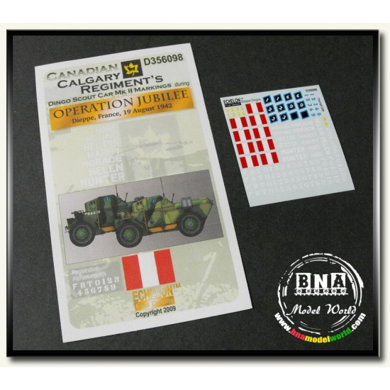 Decals for 1/35 Calgary Regiment Dingos at Dieppe