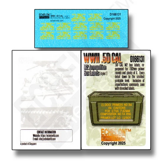 1/16 WWII .50 CAL M2 Ammo Box Labels (style 1) Decal