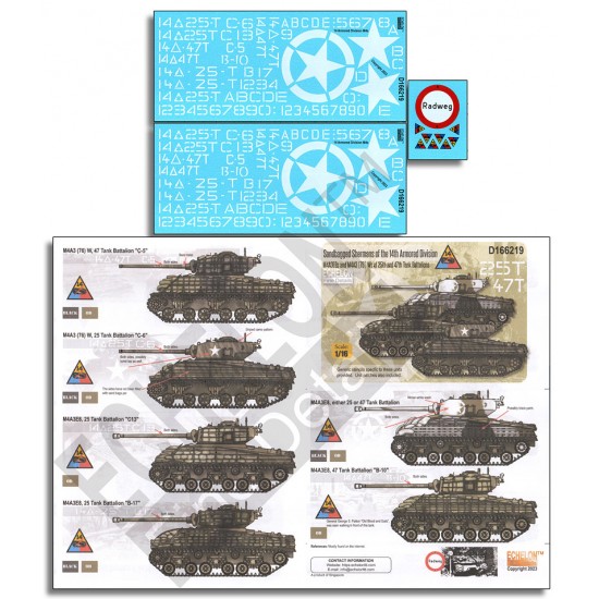 Decals for 1/16 Sandbagged Shermans of the 14th Armored Division