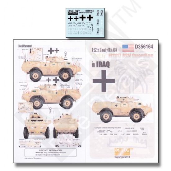 Decals for 1/35 1-221st Cavalry 11th ACR "DAK" M1117 ASV Guardian in Iraq