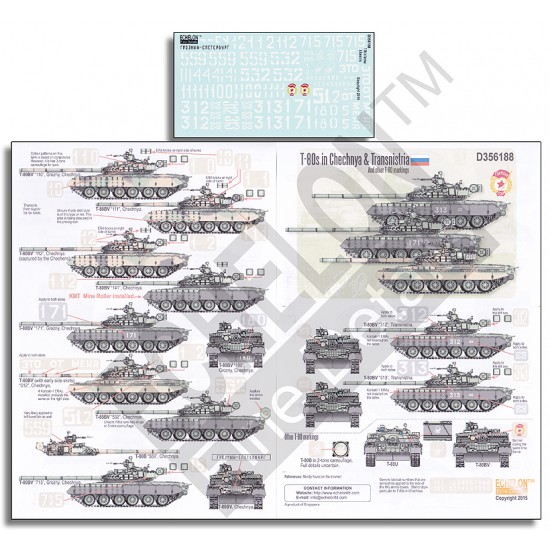 1/35 T-80s in Chechnya and Transnistria (water-slide decals)