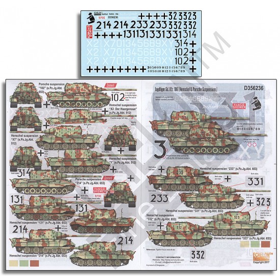 1/35 Jagdtiger SdKfz.186 (Henschel and Porsche Suspensions) Decals