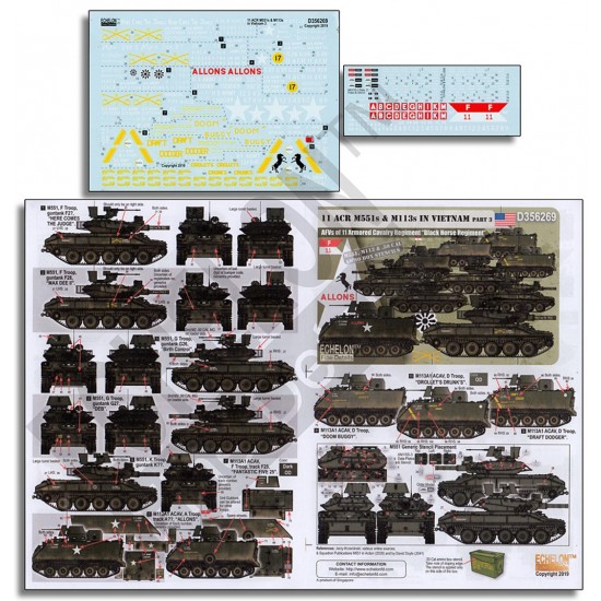 Decals for 1/35 11 ACR M551s & M113s IN VIETNAM Part 3