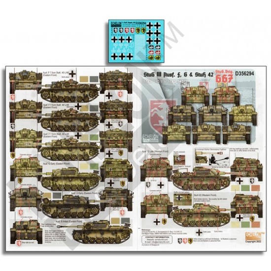 Decals for 1/35 StuG III Ausf. F/G & StuH 42 of StuG. Brig. 667