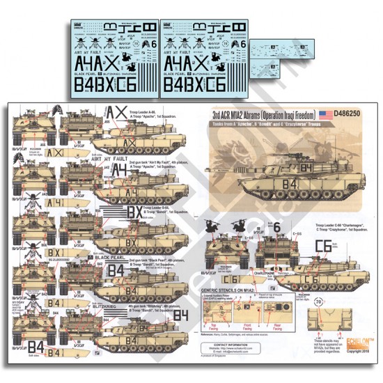 Decals for 1/48 US 3rd ACR M1A2 Abrams (Operation Iraqi Freedom)