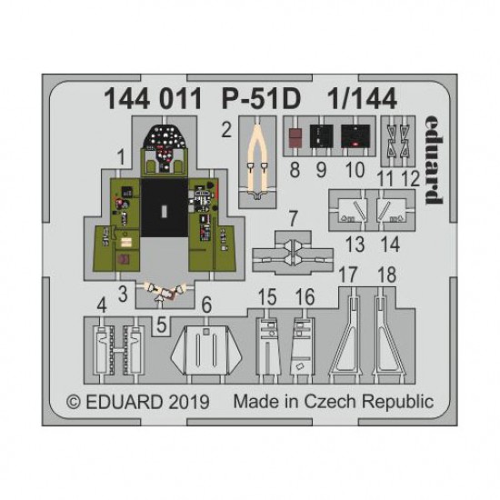 1/144 North American P-51D Mustang Detail set for Eduard/PLATZ kits