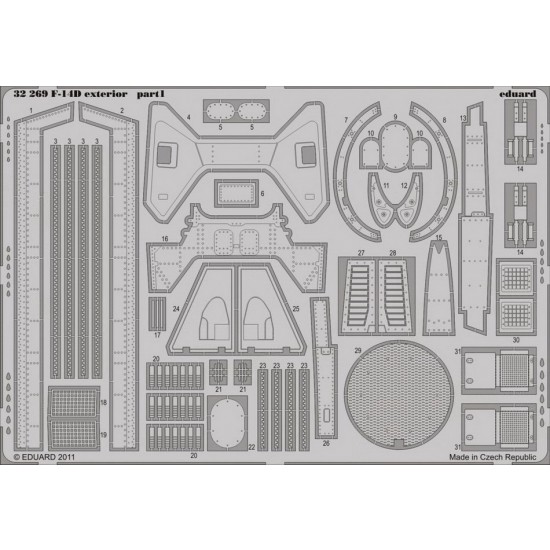 Photo-Etched set for 1/32 F-14D Exterior for Trumpeter kit (2 Sheets)