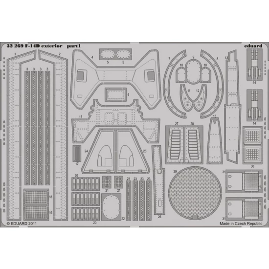Photo-Etched set for 1/32 F-14D Exterior for Trumpeter kit (2 Sheets)