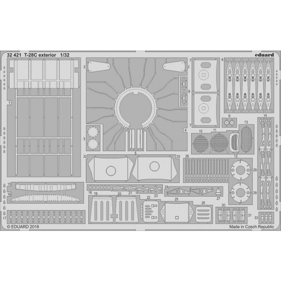 1/32 North American Aviation T-28C Exterior Photo-etched Detail set for Kitty Hawk kits