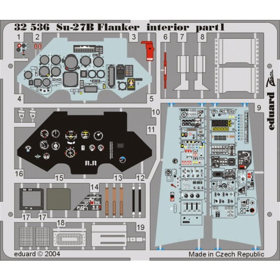 Colour Photoetch for 1/32 Su-27B Flanker Interior for Trumpeter kit