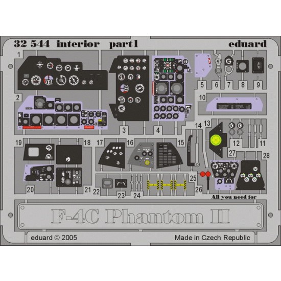 Colour Photoetch for 1/32 F-4C Phantom II Interior for Tamiya kit