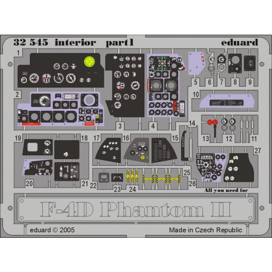 Colour Photoetch for 1/32 F-4D Phantom II Interior for Tamiya kit