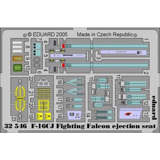 Colour Photoetch for 1/32 Lockheed Martin F-16CJ Ejection Seat for Tamiya kit