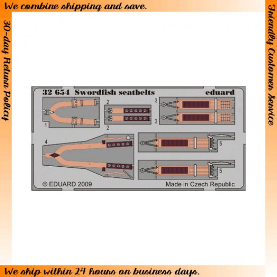 Colour Photoetch for 1/32 Swordfish Seatbelts for Trumpeter kit