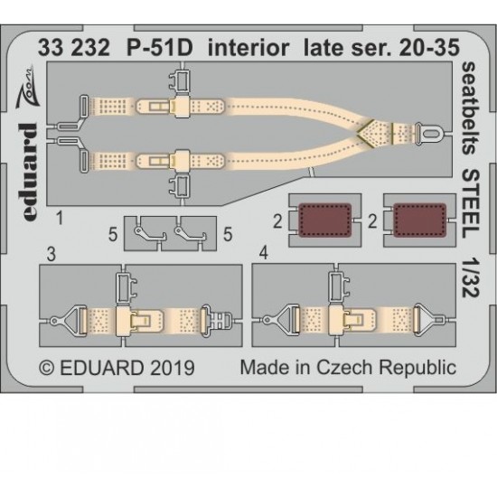 1/35 North American P-51D Mustang Interior Late Series 20-35 Seatbelts Set for Tamiya kits