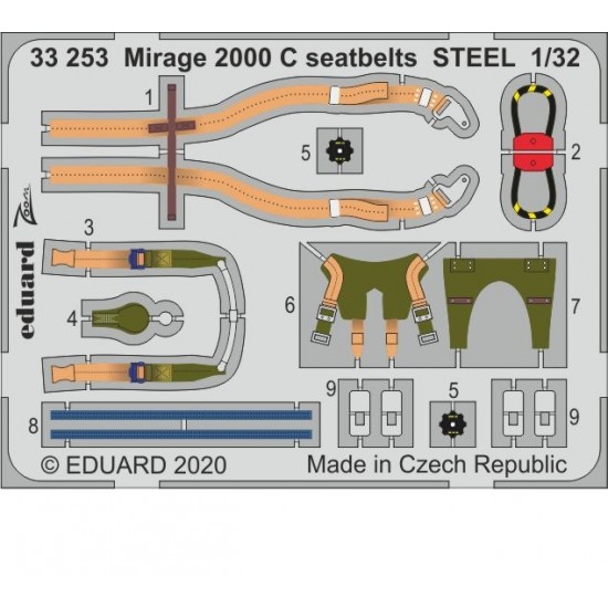 1/32 Dassault Mirage 2000 C Seatbelts Detail Parts for Kitty Hawk kits