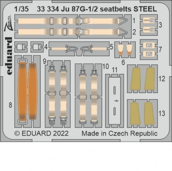 1/35 Junkers Ju 87G-1/2 Seatbelts Detail set (PE) for Border Model kits