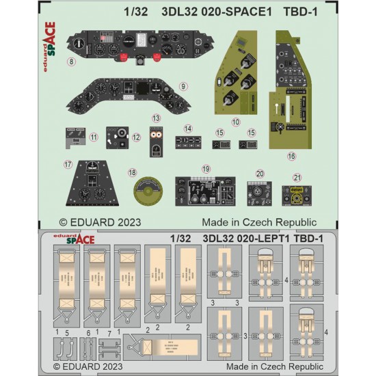 1/32 Douglas TBD-1 Devastator Interior Details (3D decal) for Trumpeter kits