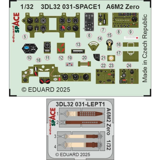 1/32 A6M2 Zero Interior 3D Decals for Tamiya kits